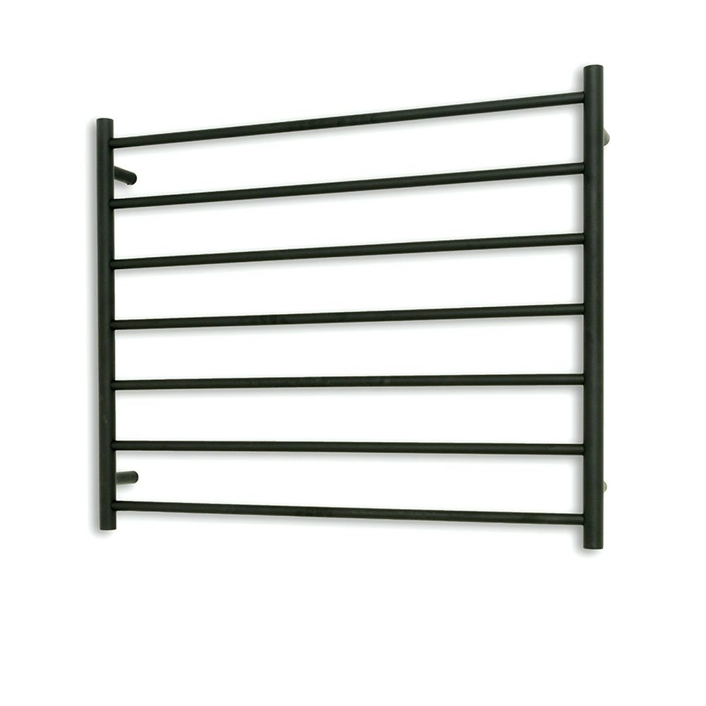 Radiant Matte Black 900 x 750mm Round Heated Towel Rail (Left Wiring) BRTR08LEFT