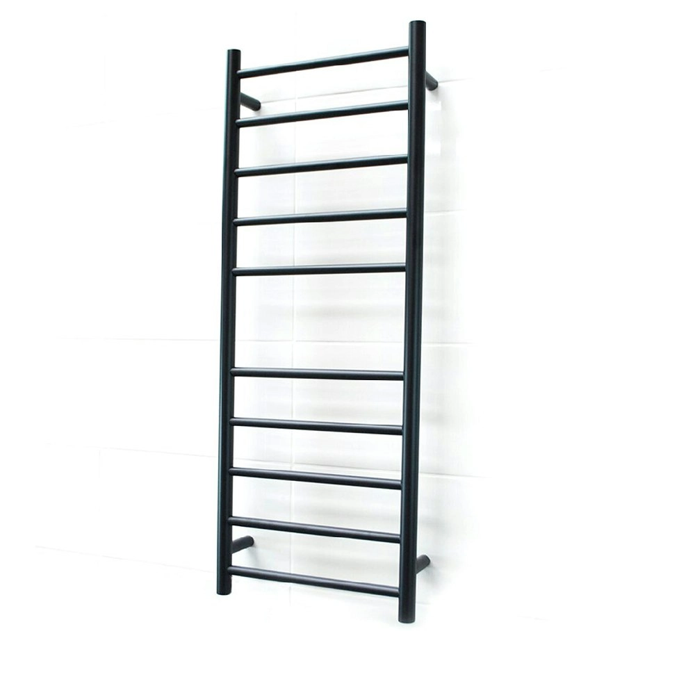 Radiant Matte Black 430 x 1100mm Round Heated Towel Rail (Right Wiring) BRTR430RIGHT