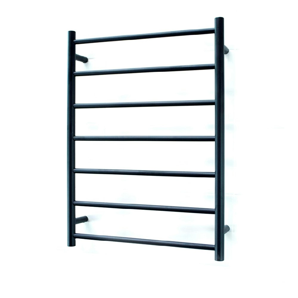 Radiant Low Voltage Matt Black 600 x 800mm Round Heated Towel Rail (Left Wiring) 12V-BRTR01LEFT