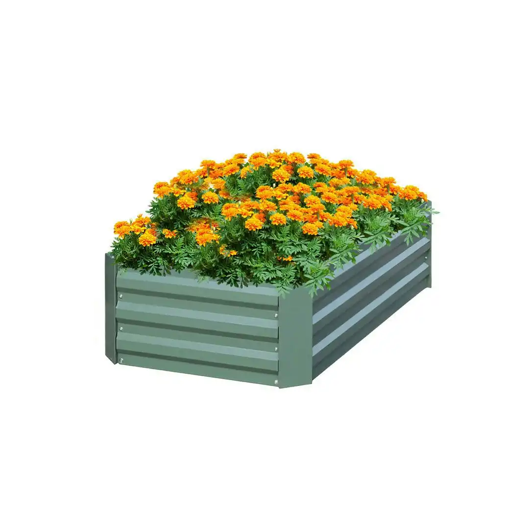 Soga 120x60cm Rectangle Galvanised Raised Garden Bed Vegetable Herb Flower Outdoor Planter Box