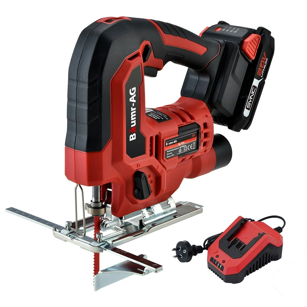 Baumr-AG 20V Cordless Jigsaw Kit with Battery Operated Tool and Fast Charger