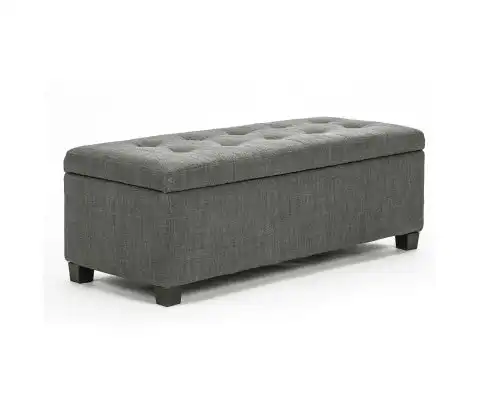 La Bella Dark Grey Storage Ottoman Stool Fabric