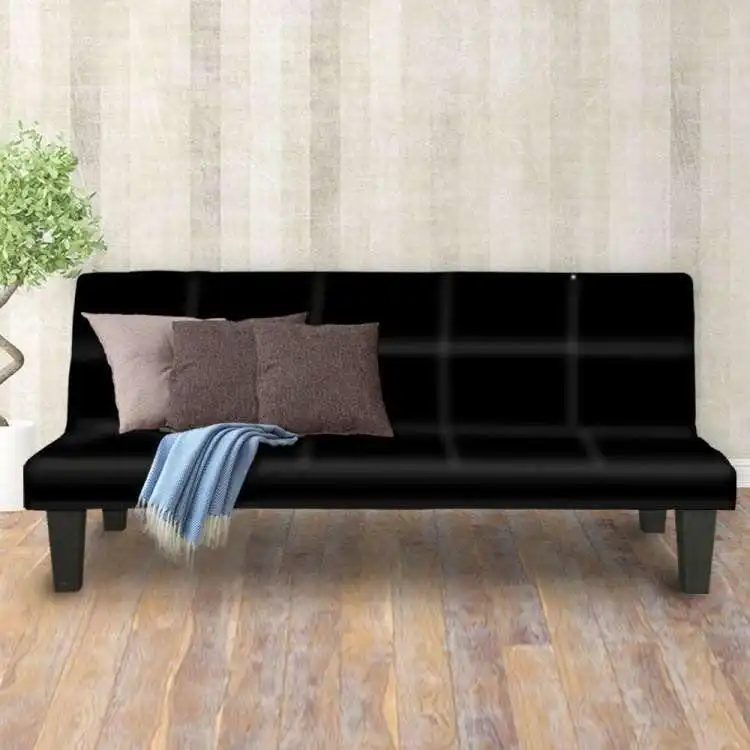 2 Seater Modular Linen Fabric Sofa Bed Couch   Black