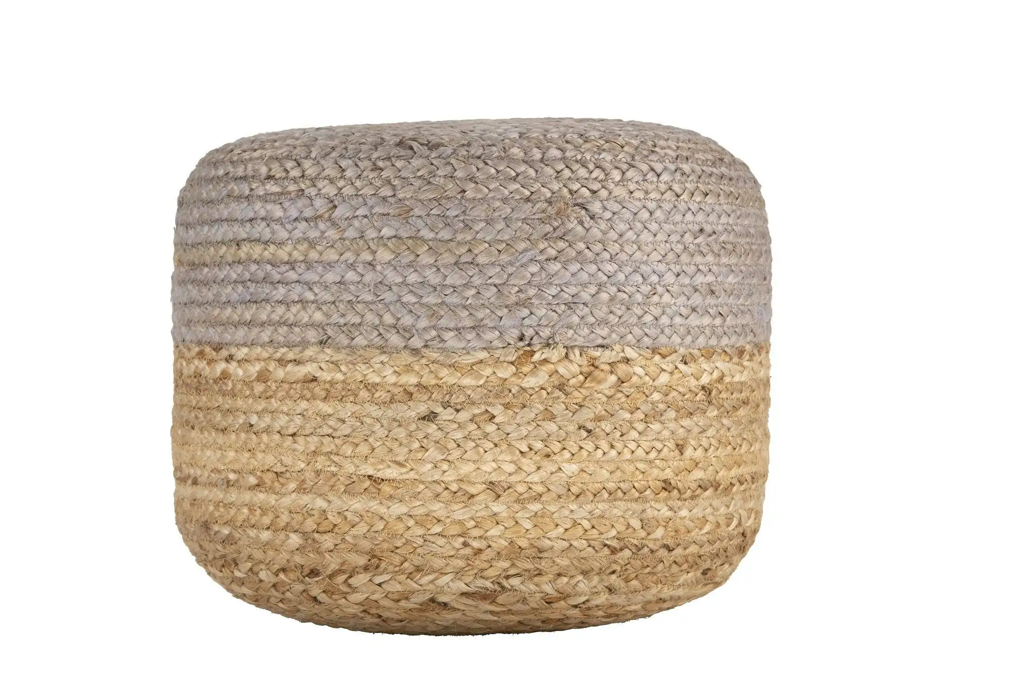 Ava Dual Color Jute Pouf NAT/ GREY