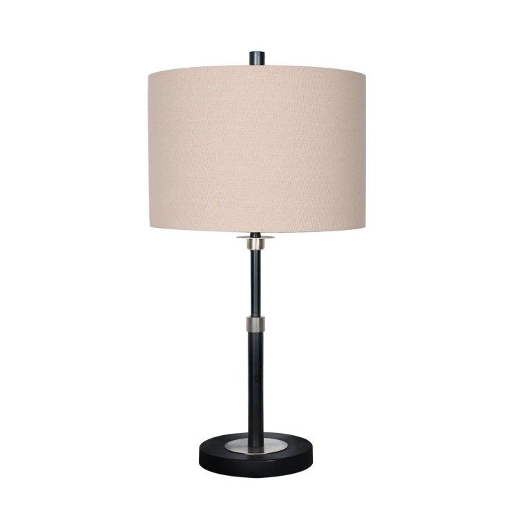 Sarantino Metal Table Lamp With Linen Drum Shade