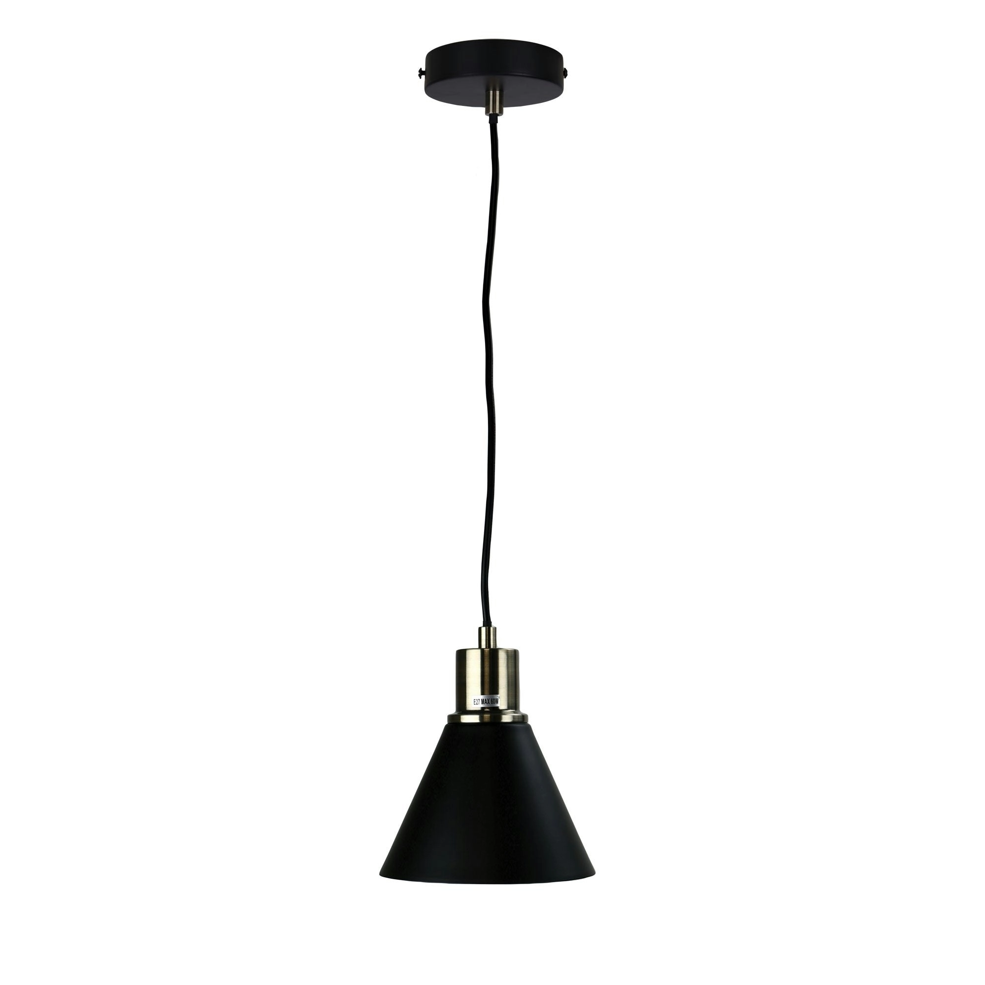 COMO Black and Antique Brass Single Pendant