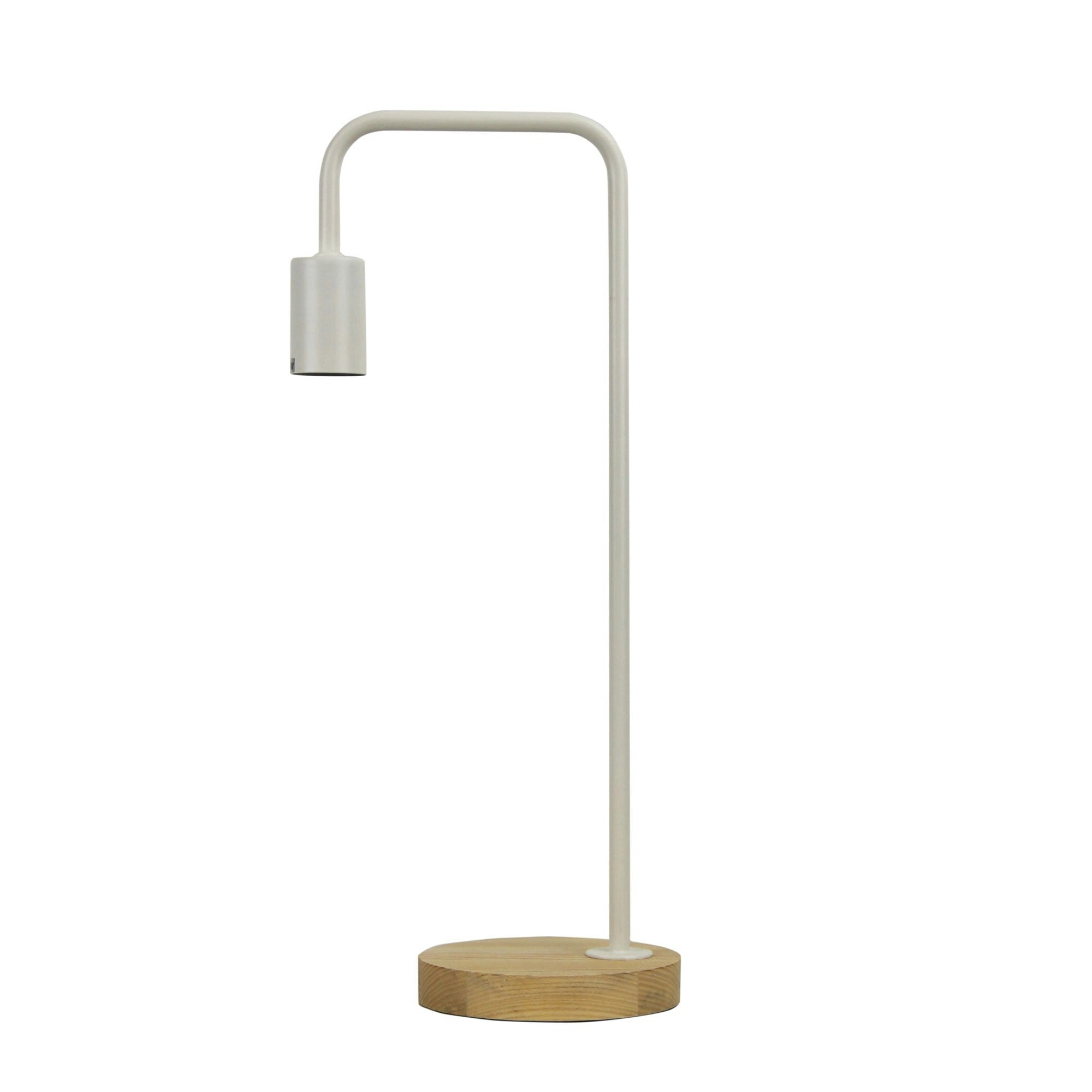 LANE Scandi Table Lamp White with Timber