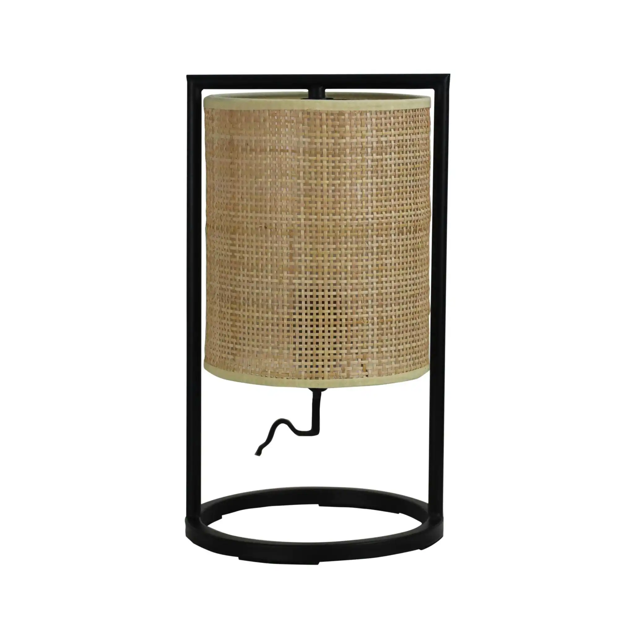 MANDALAY Black Table Lamp with Rattan Shade