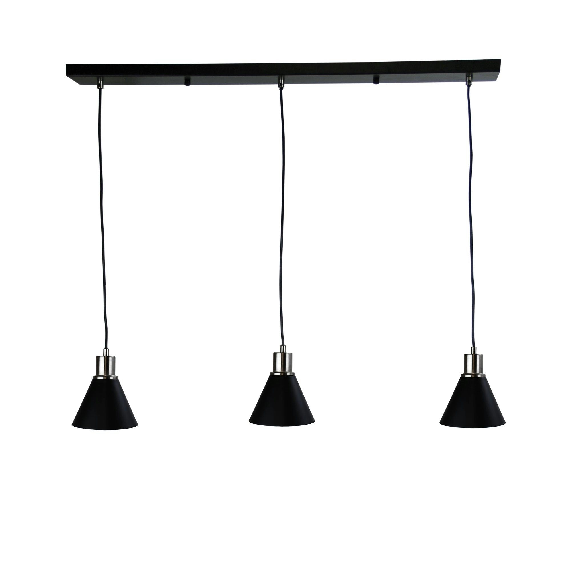 COMO 3 LIGHT Black and Brushed Chrome 3 Light Bar Pendant