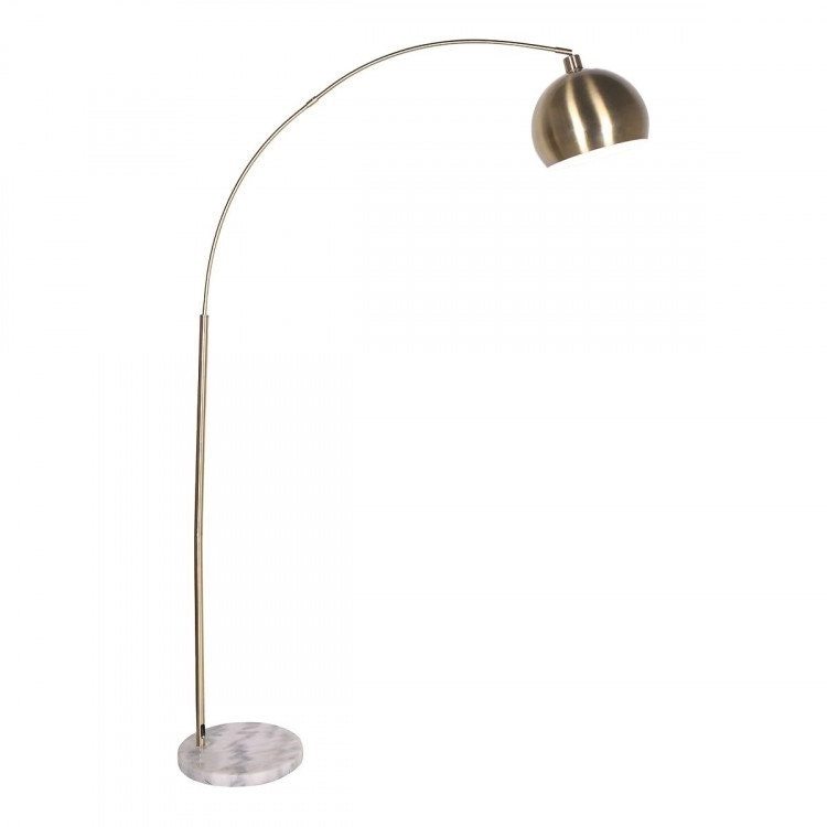 Sarantino Metal Arc Floor Lamp Antique Brass With Marble Base