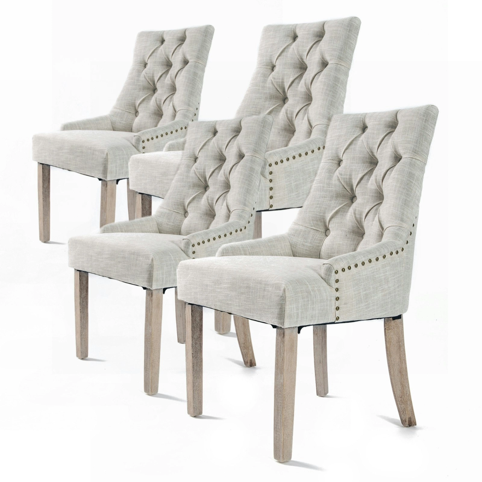 4X French Provincial Oak Leg Chair AMOUR - GREY