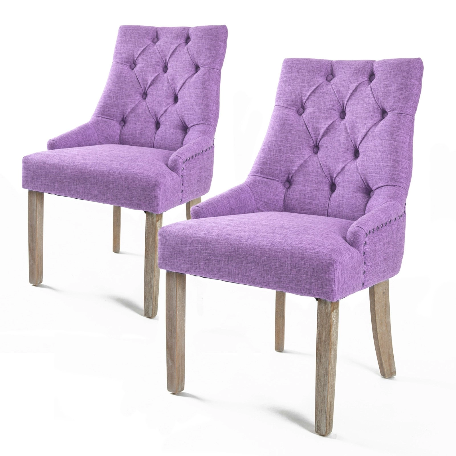 2X French Provincial Oak Leg Chair AMOUR - VIOLET