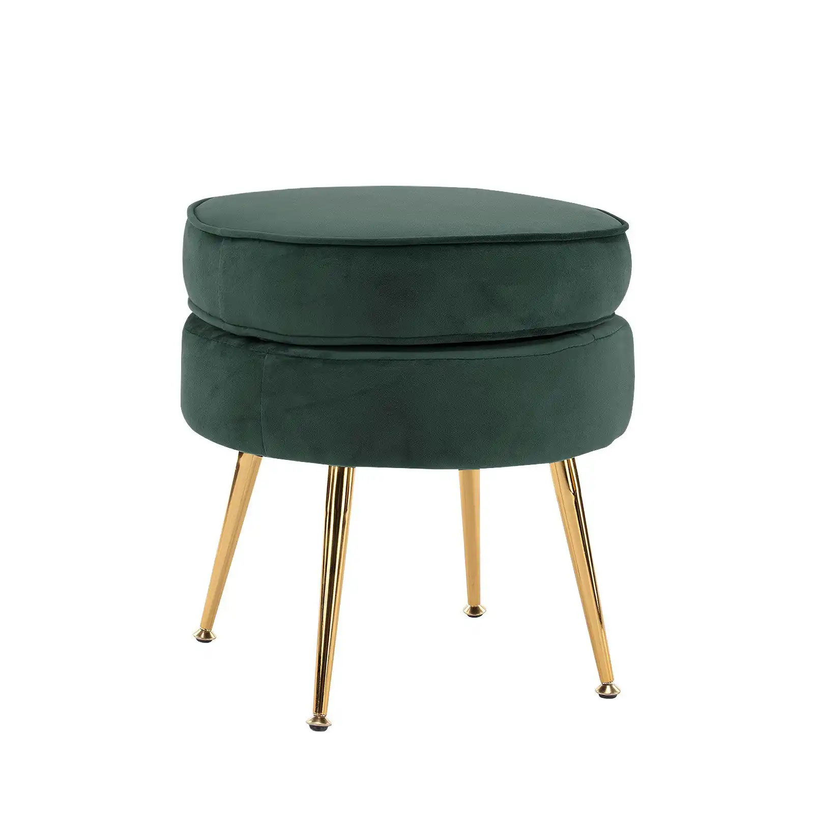 Foot Stool Ottoman Velvet Metal Leg Round - GREEN