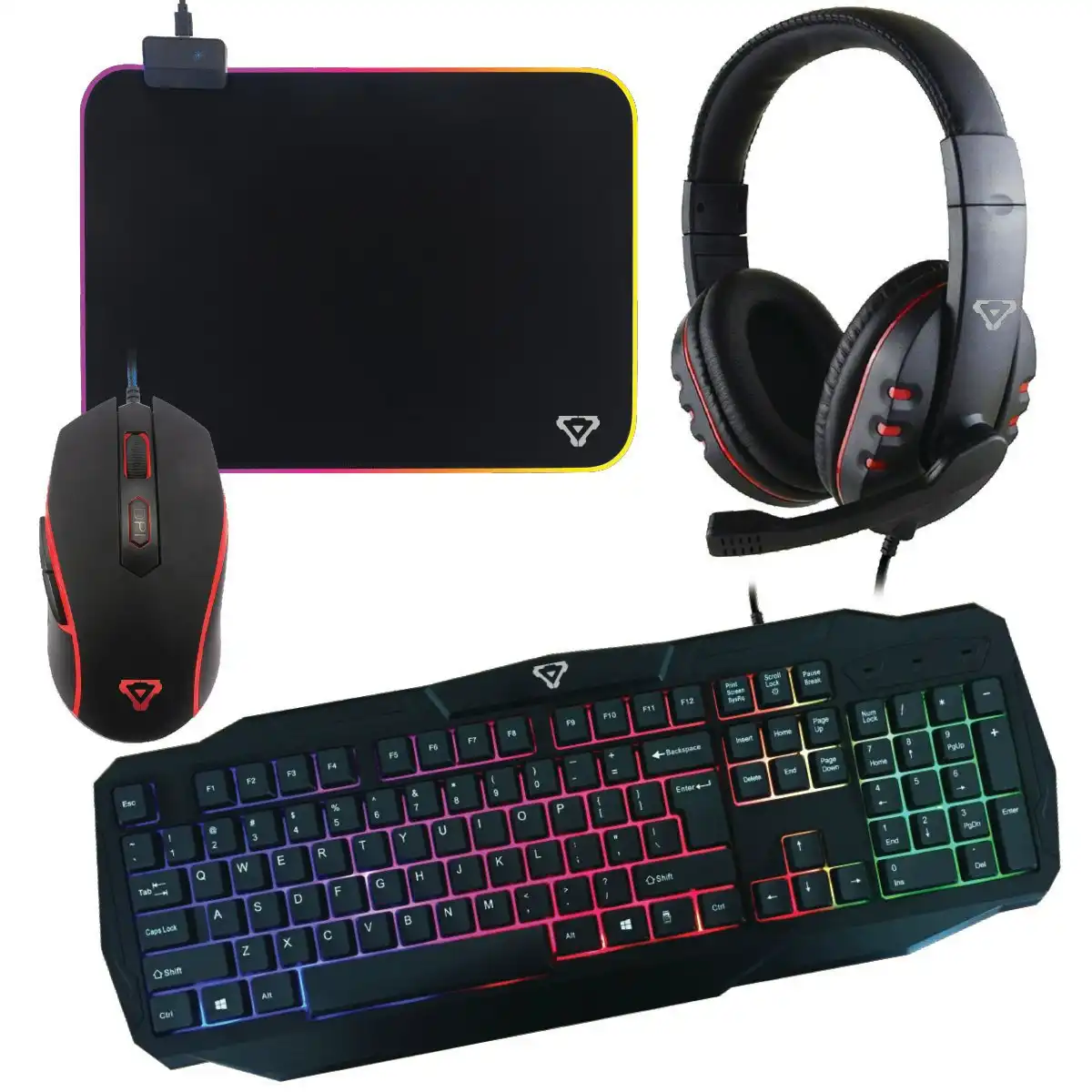 Laser PC Gaming Combo Keyboard Mouse Headphones Mousepad Combo