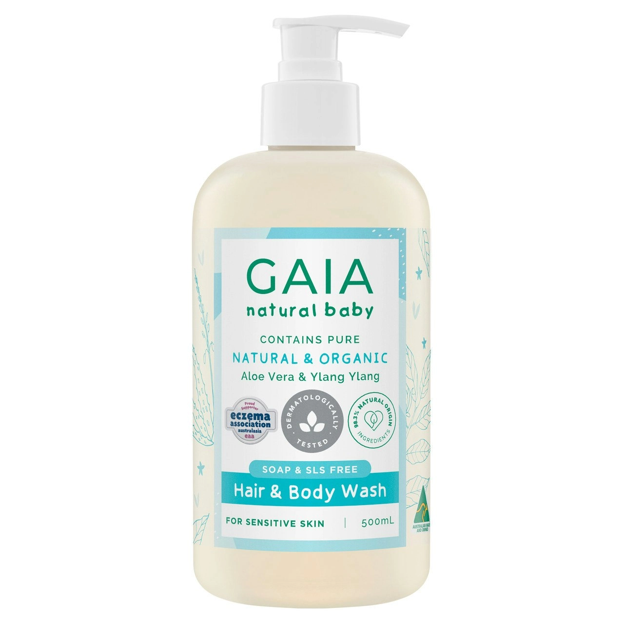 Gaia Natural Baby Hair & Body Wash 500mL