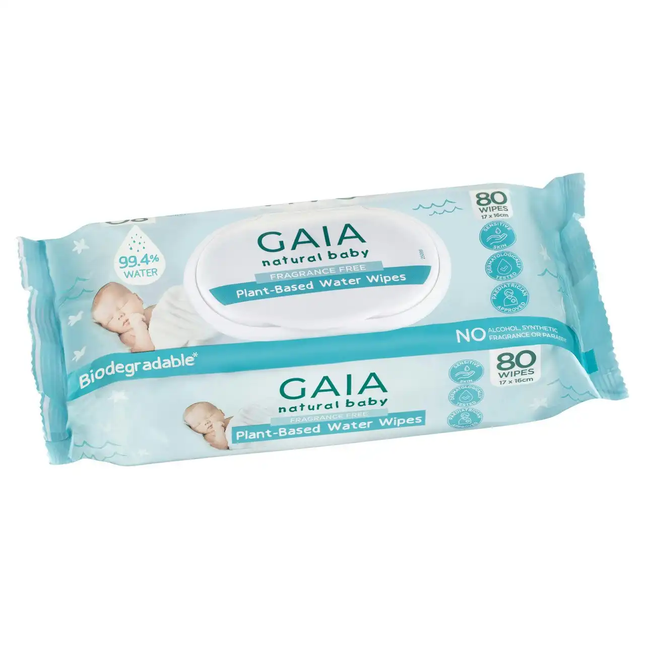 Gaia Natural Baby Plant-Based Water Wipes 80 Pack