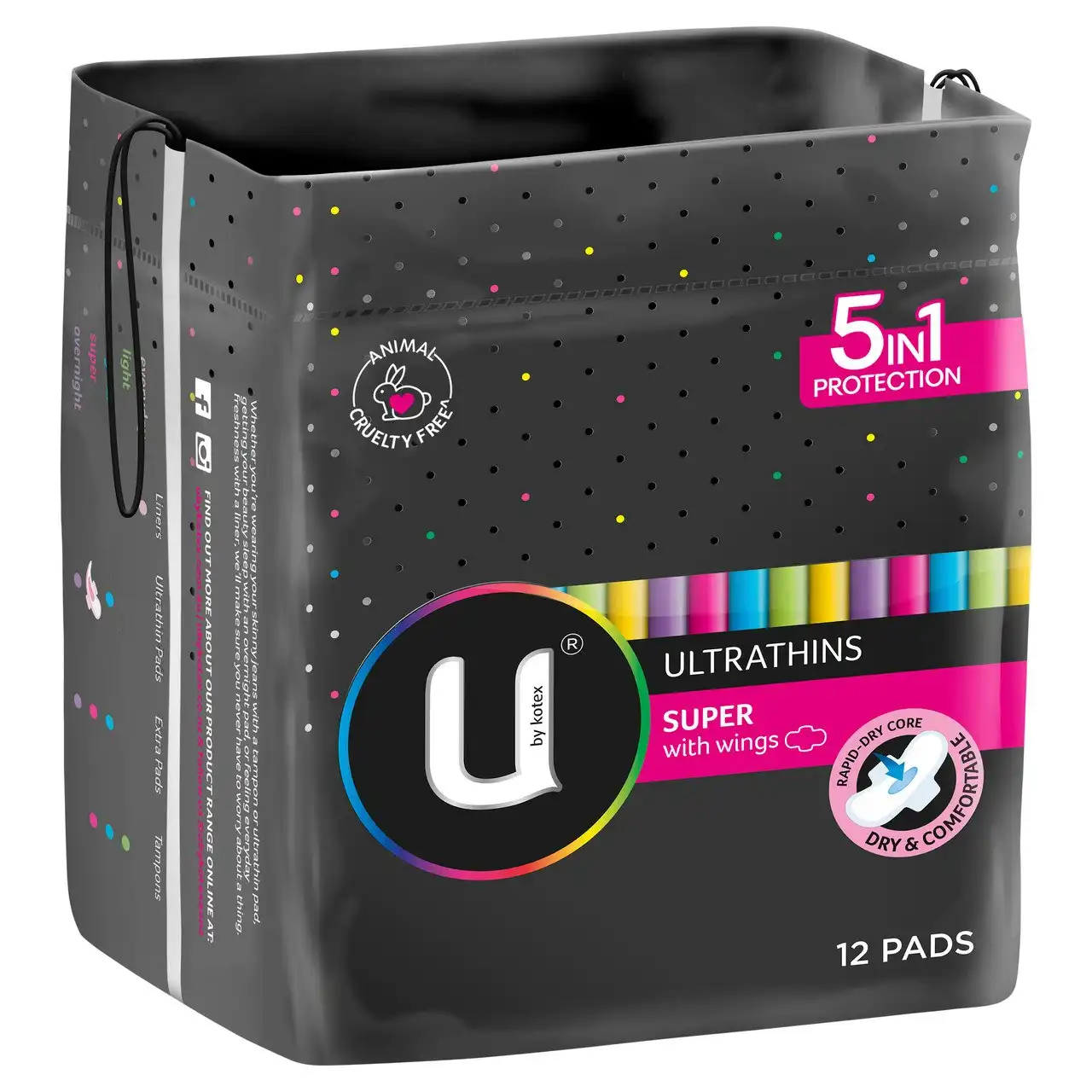 U by Kotex Ultrathin Pads Super with Wings 12 Pack