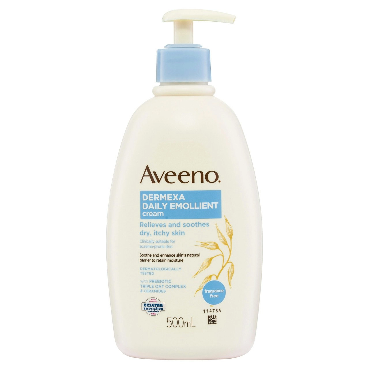 Aveeno Dermexa Daily Emollient Fragrance Free Body Cream Moisturise Protect Dry Itchy Eczema Prone Sensitive Skin 500mL