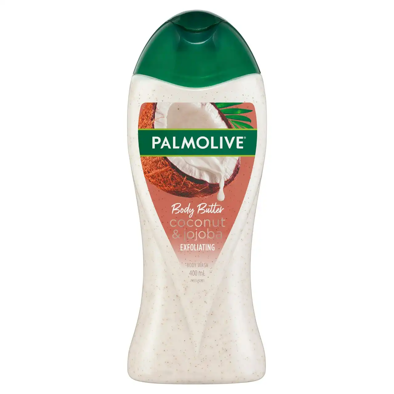 Palmolive Body Butter Coconut & Jojoba Body Wash, 400mL, Exfoliating Scrub with Real Fruit Seeds