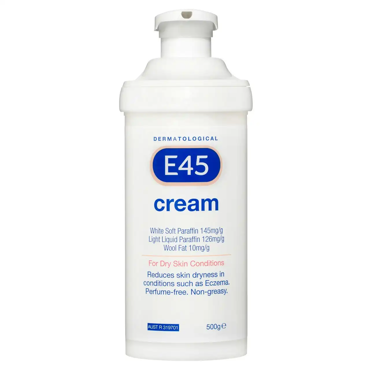 E45 Moisturising Cream for Dry Skin and Eczema 500g - Pump