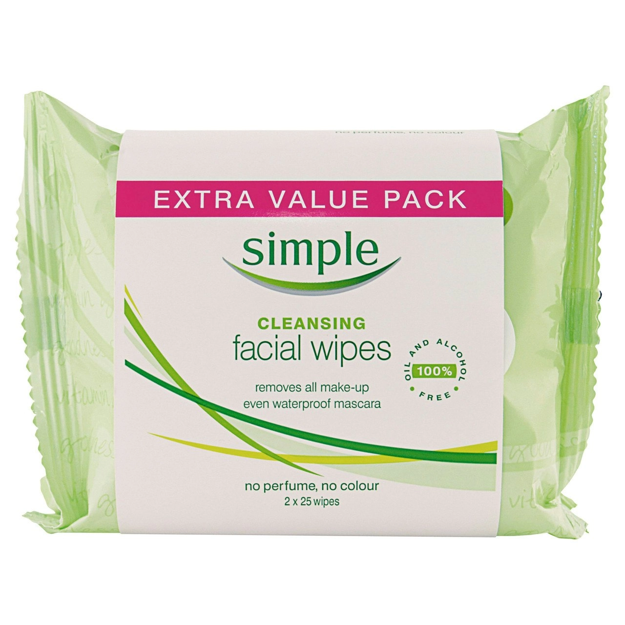 Simple Kind to Skin Facial Wipes Cleansing Twin Pack 50 Pack