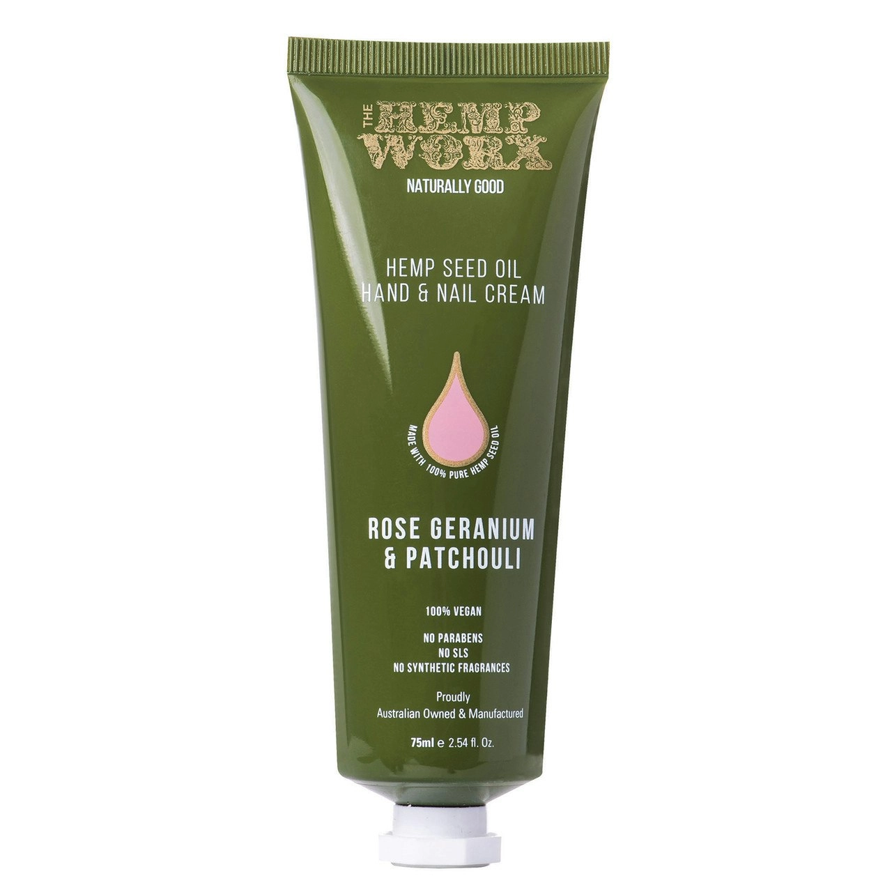 Hemp Worx Hemp Seed Oil Hand & Nail Cream Rose Geranium & Patchouli 75g