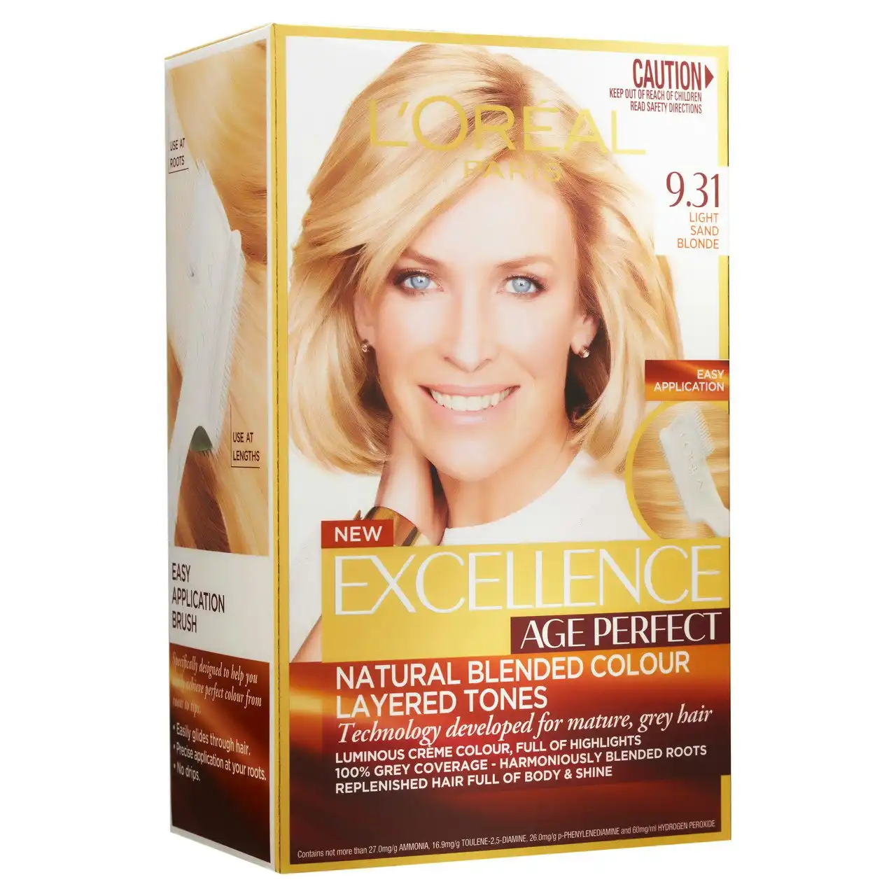 L'Or al Paris Excellence Age Perfect Permanent Hair Colour, 9.31 Light Sand Blonde