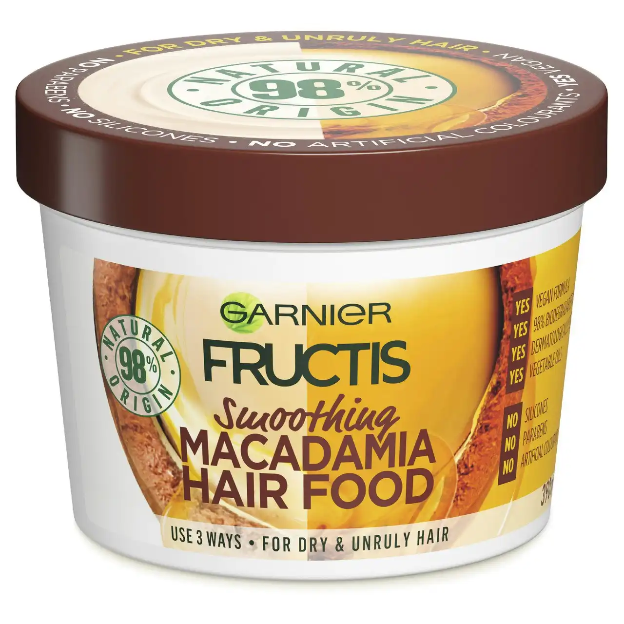 Garnier Fructis Hair Food Smoothing Macadamia Mulit Use Treatment for Dry & Unruly Hair 390ml