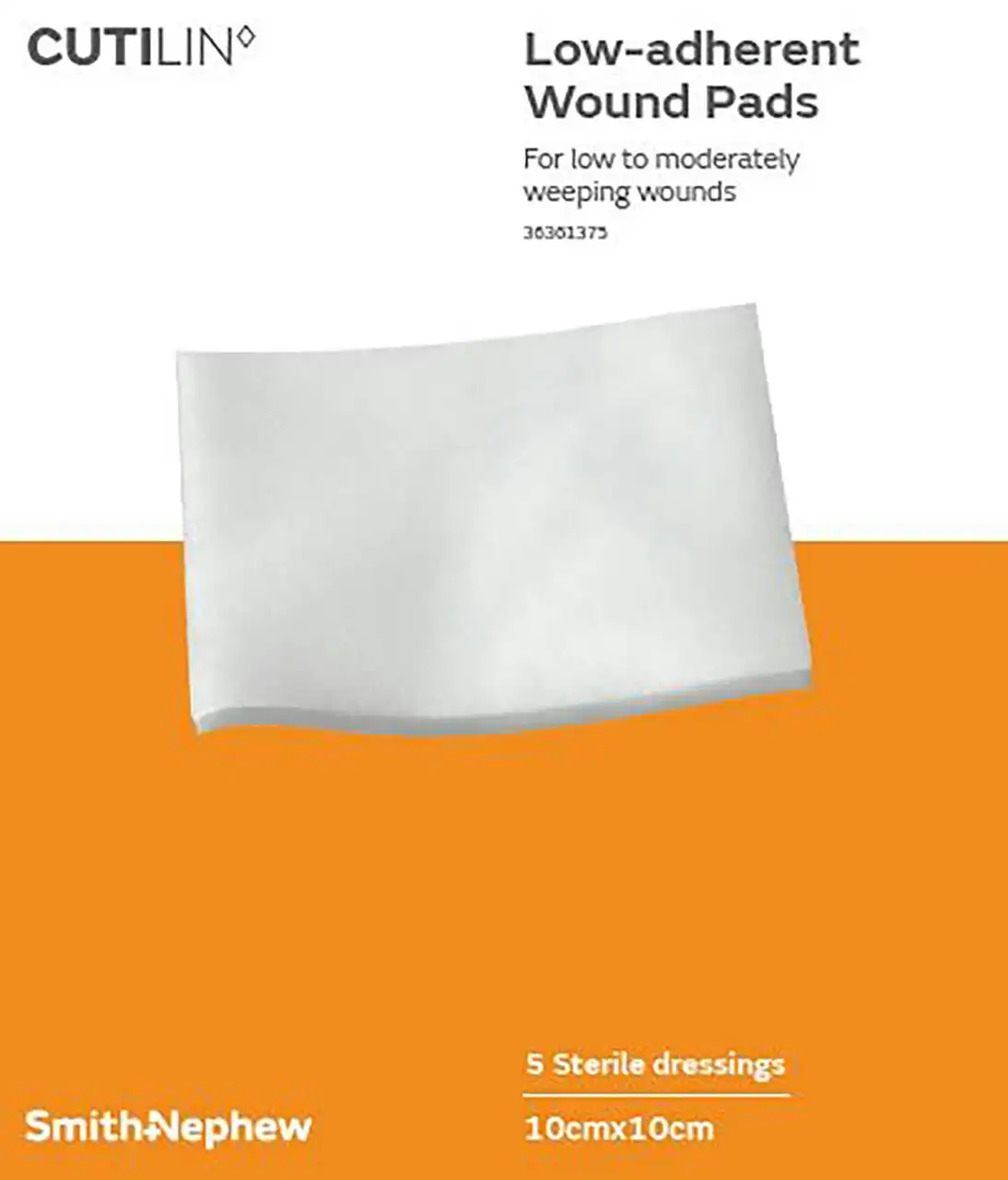 Cutilin&loz;Low-adherent absorbent dressing 10cm x 10cm (Sterile) Pk5