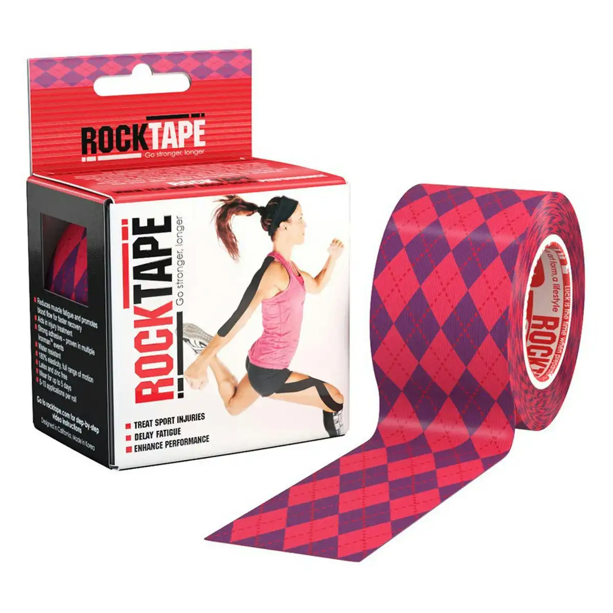 Rocktape Argyle Pink 5cm X 5cm