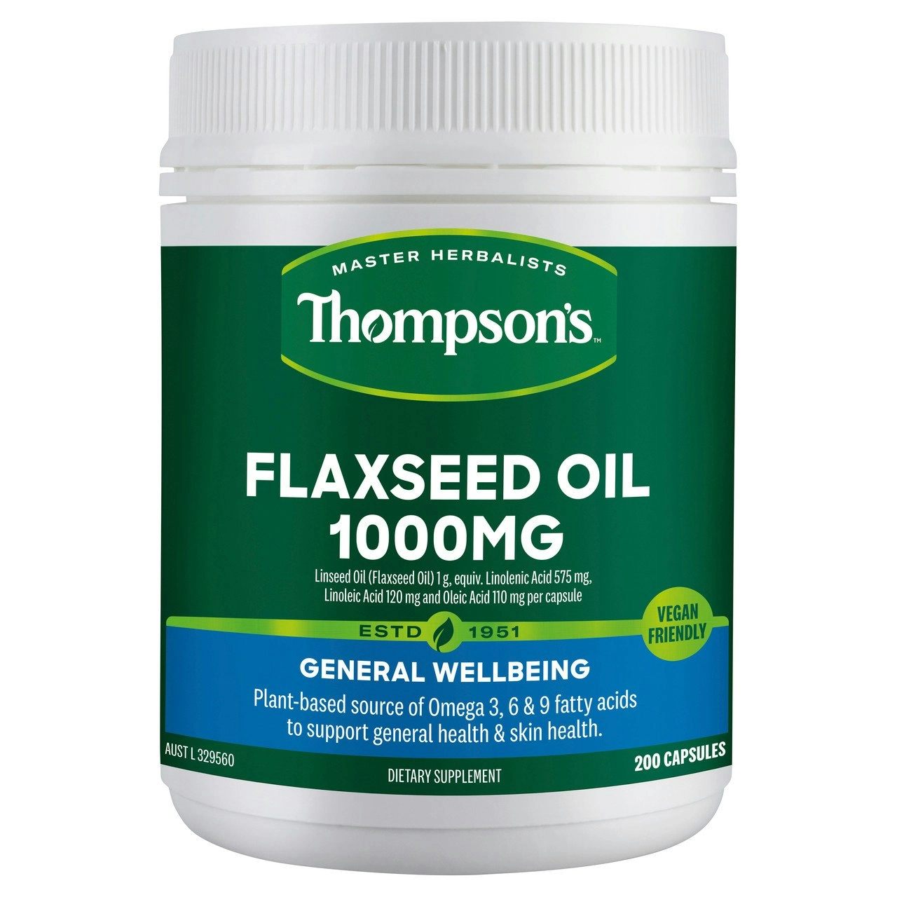 Thompson's Flaxseed Oil 1000MG 200 Capsules