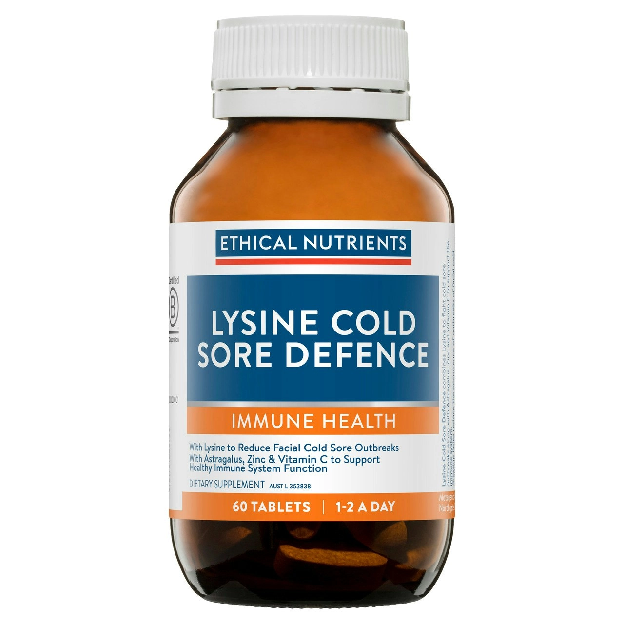 Ethical Nutrients Lysine Cold Sore Defence 60 Tablets