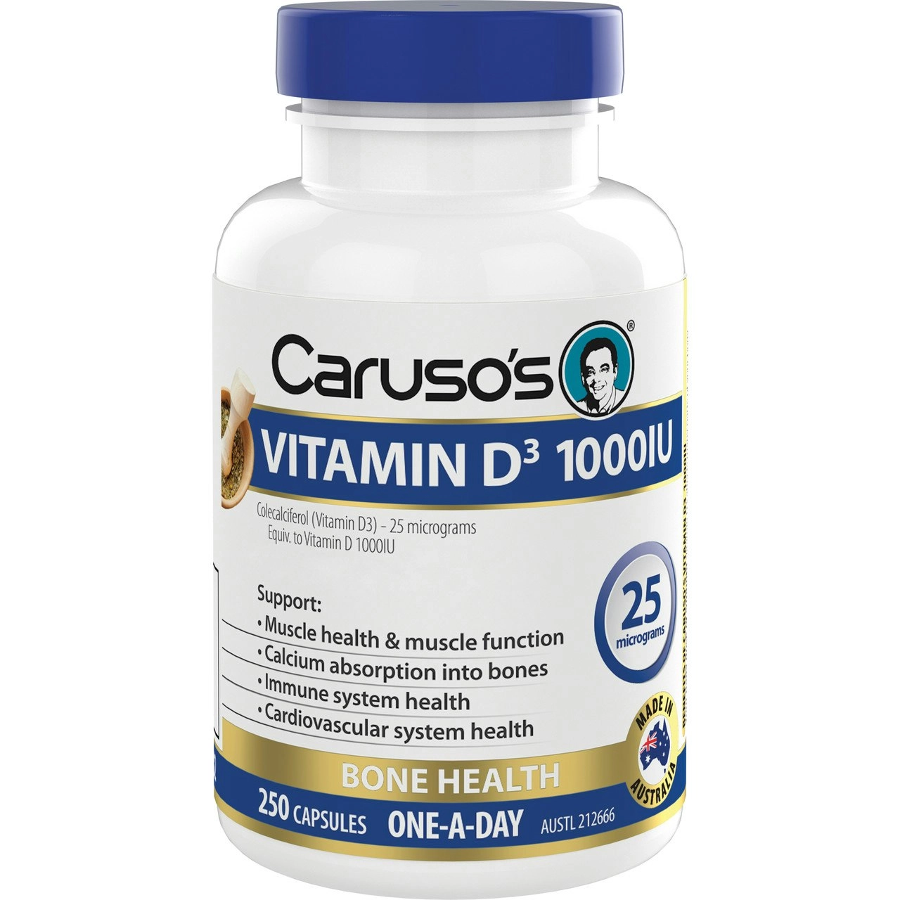 Caruso's Vitamin D3 1000IU 250 Capsules