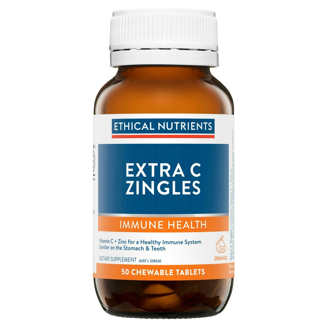 Ethical Nutrients Extra C Zingles Orange 50 Tablets