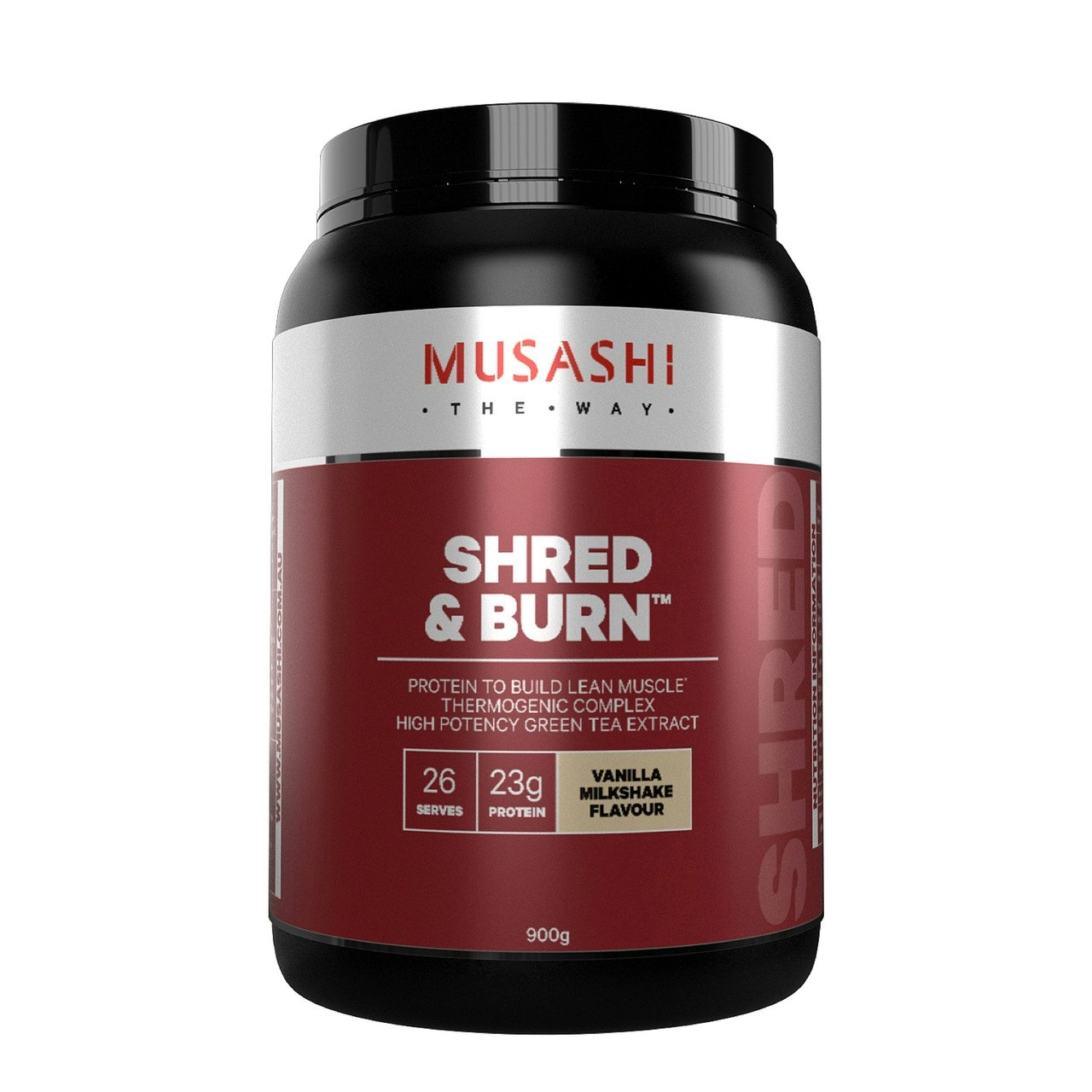 Musashi Shred & Burn Protein Powder Vanilla Milkshake 900g