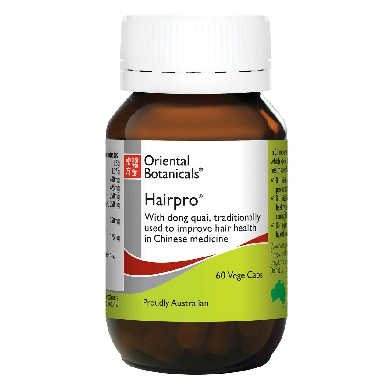 Oriental Botanicals Hairpro 60 Vege Capsules