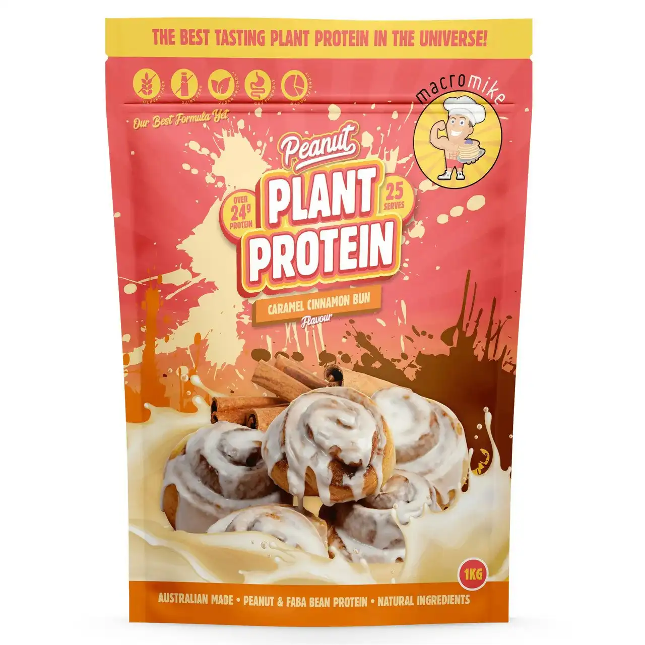 Macro Mike Peanut Plant Based Protein Caramel Cinnamon Bun 1kg