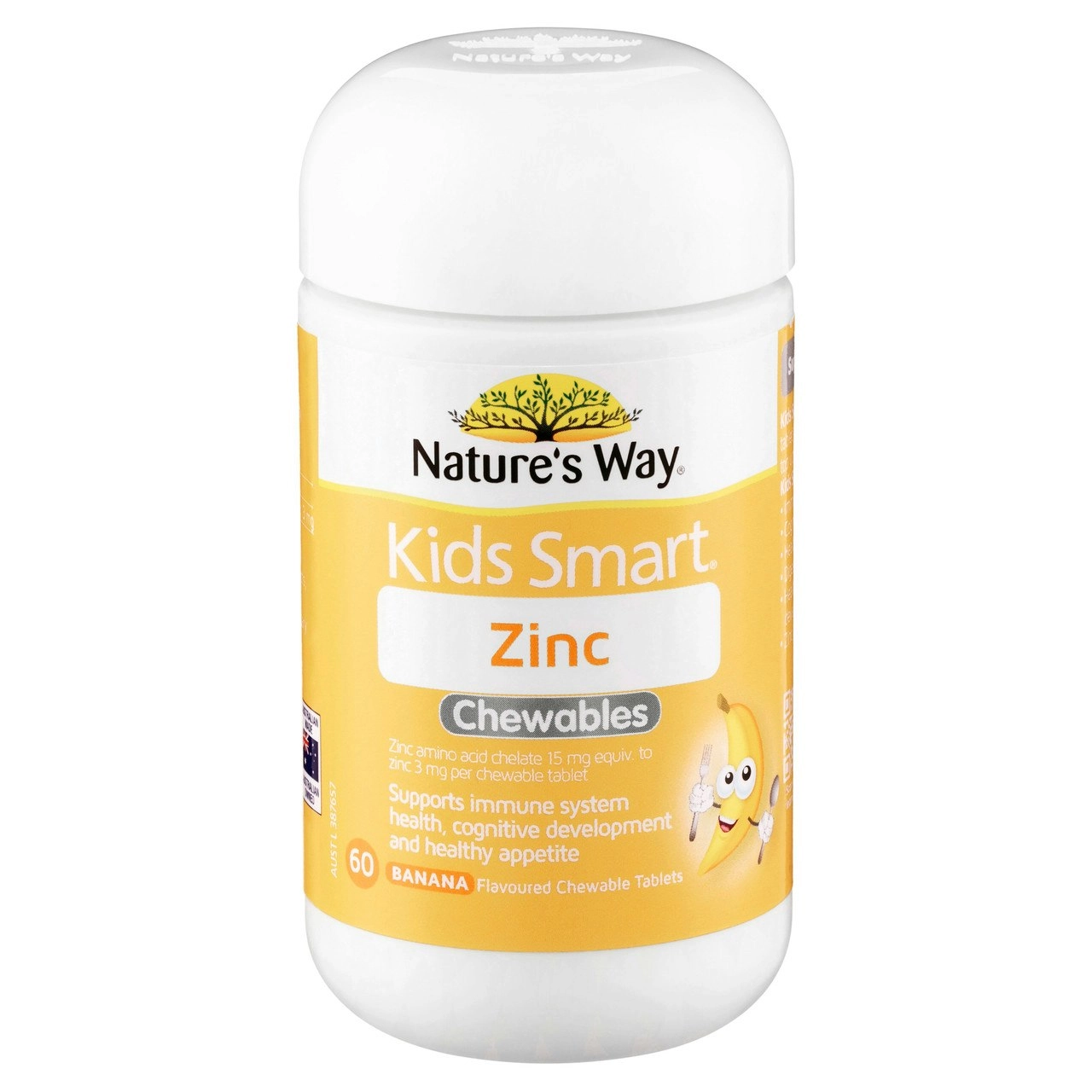 Nature's Way Kids Smart Zinc Chewables Banana Flavoured 60 Tablets