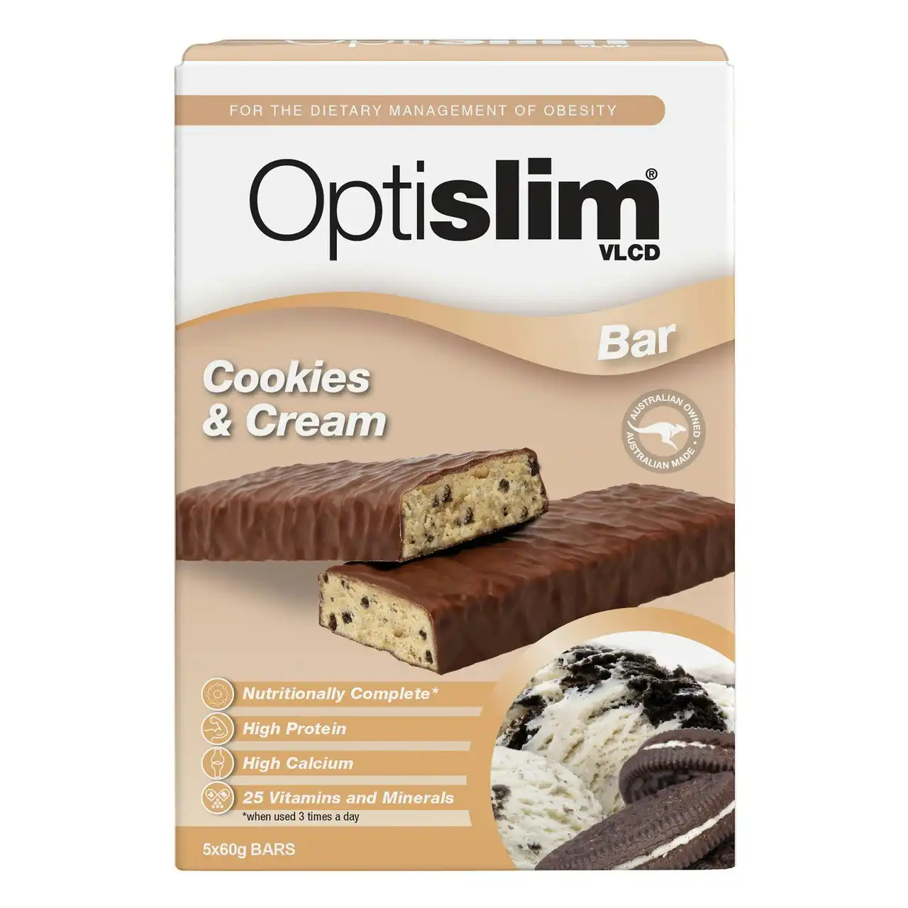 Optislim VLCD Cookies and Cream Bar 5x60g