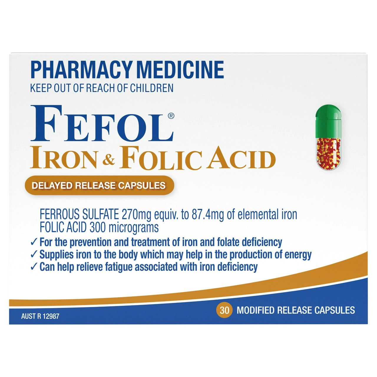 Fefol IRON & FOLIC ACID CAPSULES 30s