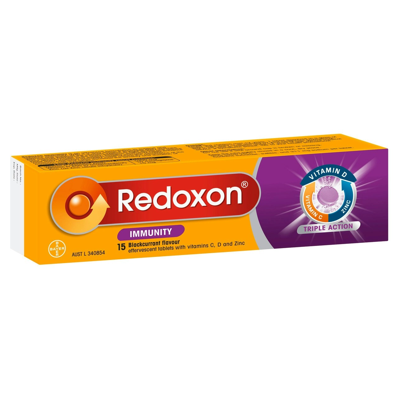 Redoxon Immunity Vitamin C, D and Zinc Blackcurrant Flavoured Effervescent Tablets 15 pack