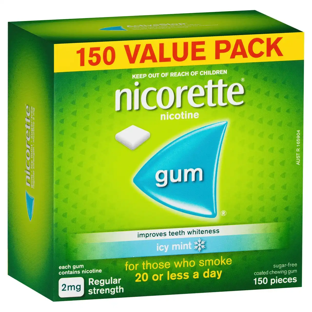 Nicorette Quit Smoking Regular Strength Nicotine Gum Icy Mint 150 Pack