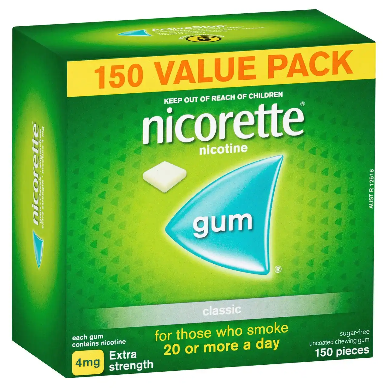 Nicorette Quit Smoking Extra Strength Nicotine Gum Classic 150 Pack