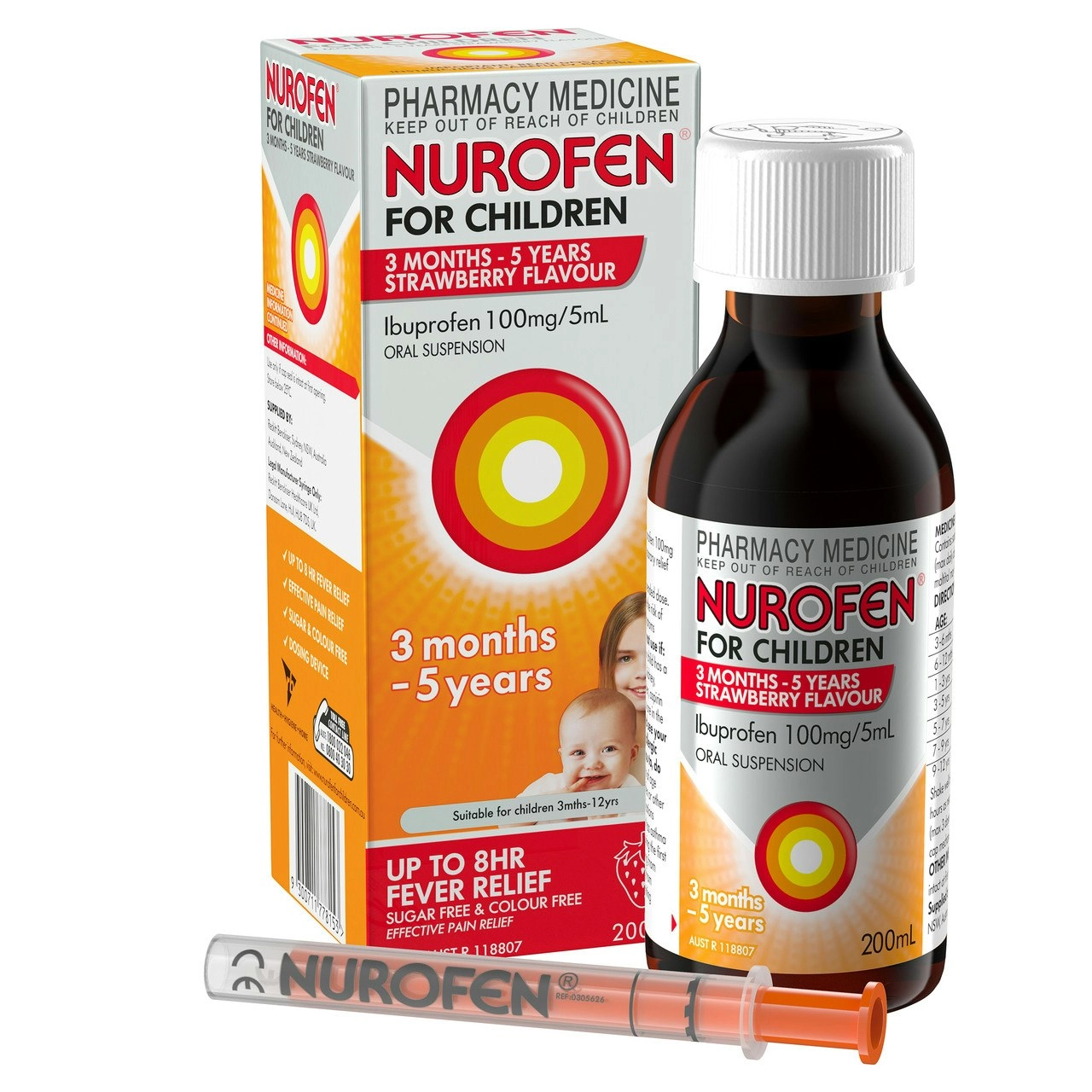 Nurofen For Children 3months - 5years  Ibuprofen Liquid Strawberry 200ml