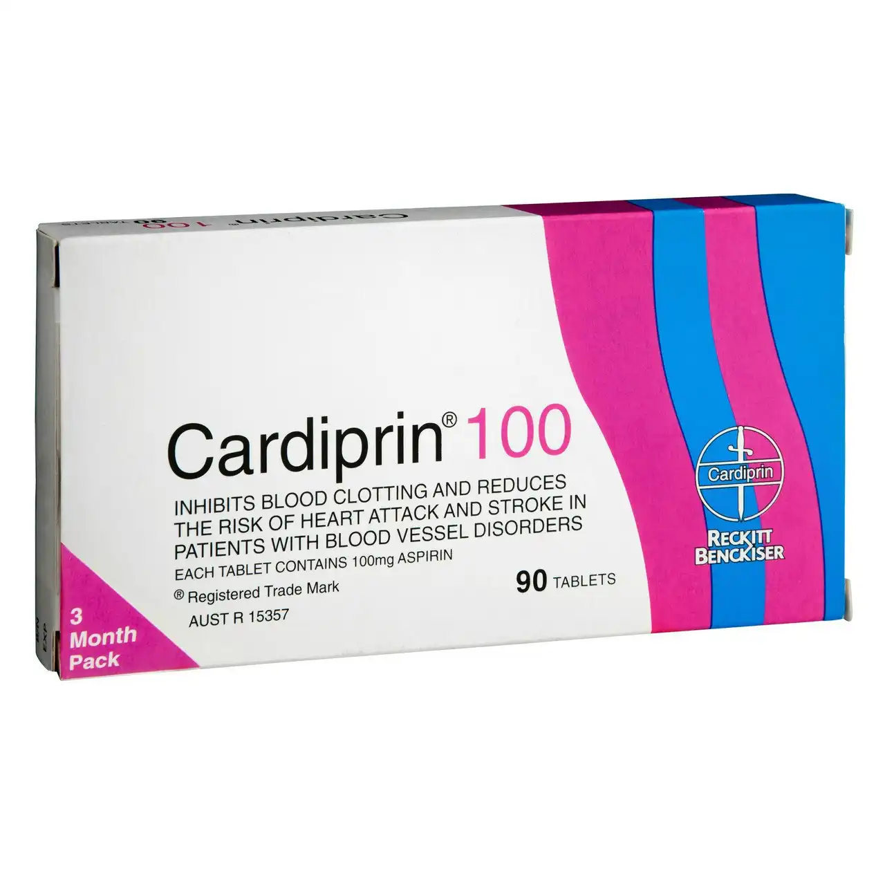 Cardiprin Blood Clotting Reduction Tablets 100mg Aspirin 90 pack