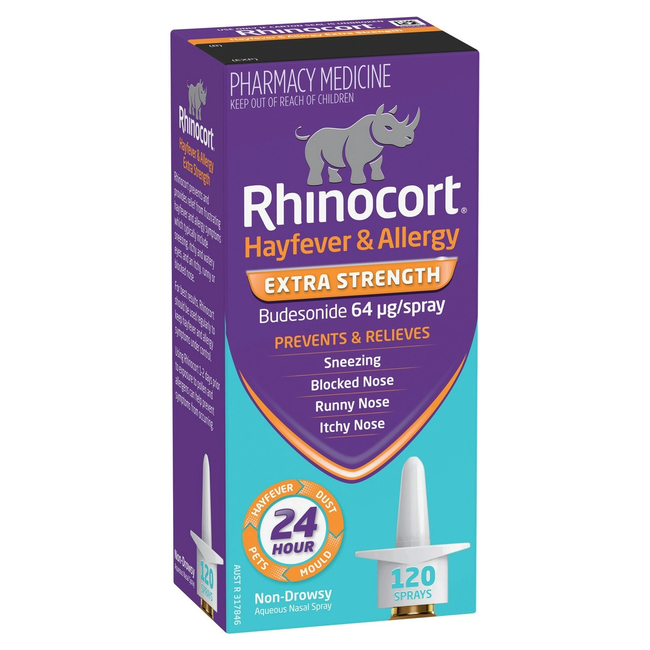 Rhinocort Extra Strength Non-Drowsy 24 Hour Hayfever & Allergy Relief Nasal Spray 120 Sprays