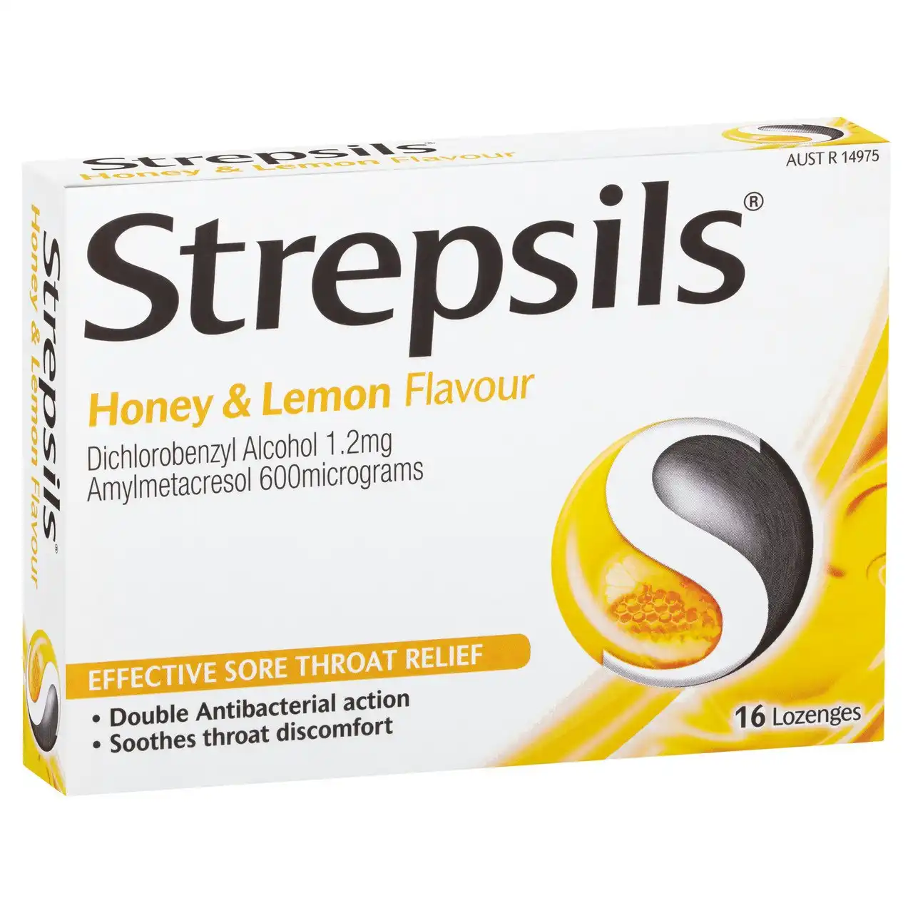 Strepsils Sore Throat Relief Honey & Lemon 16 Pack