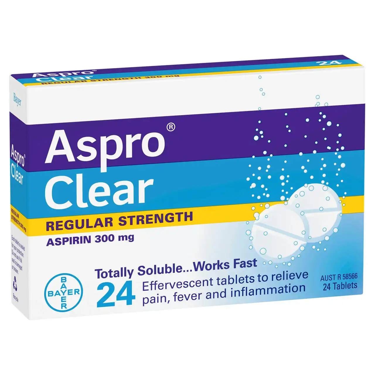 Aspro Clear Pain Relief Aspirin 24 Soluble Effervescent Tablets