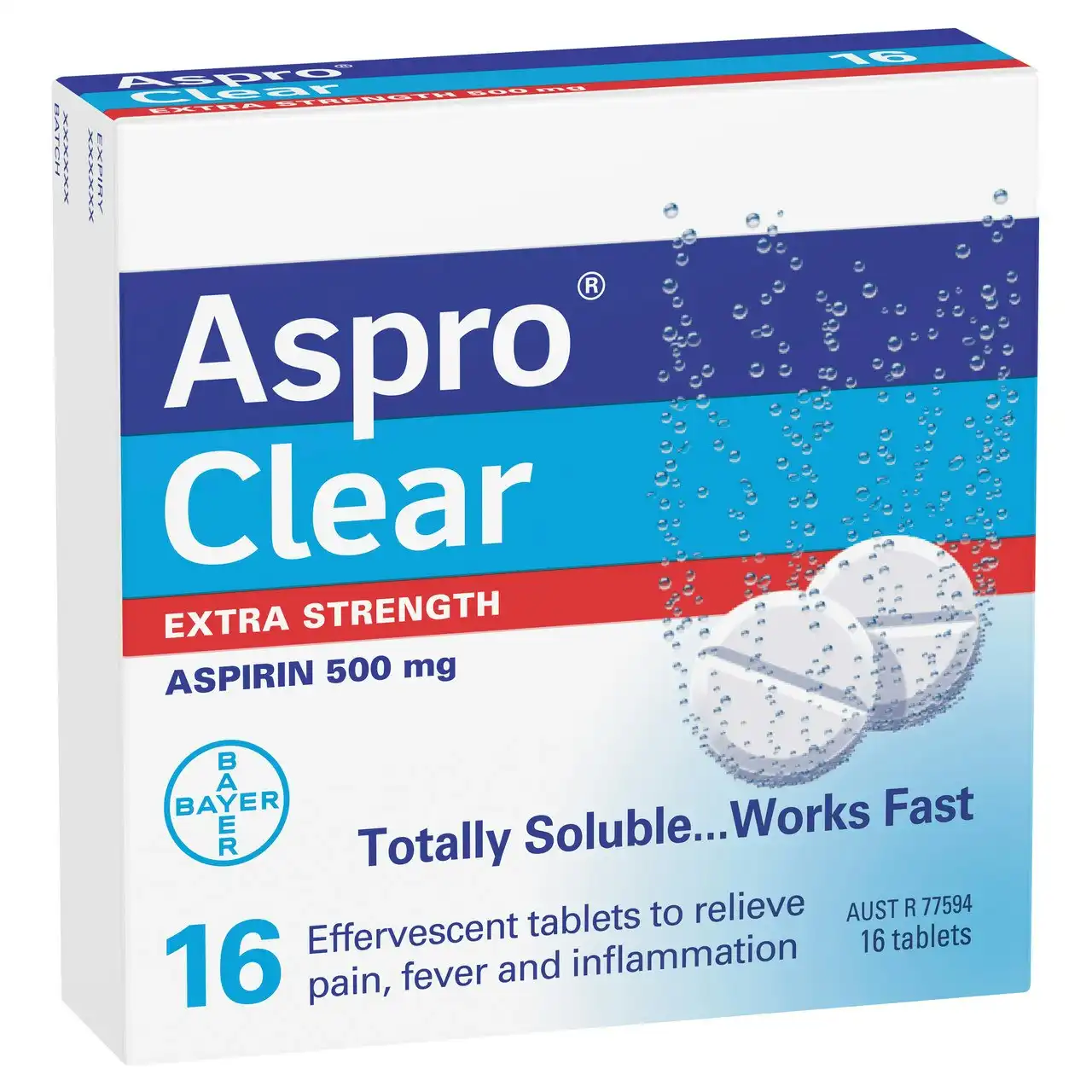 Aspro Clear Extra Strength Pain Relief Aspirin 16 Soluble Effervescent Tablets