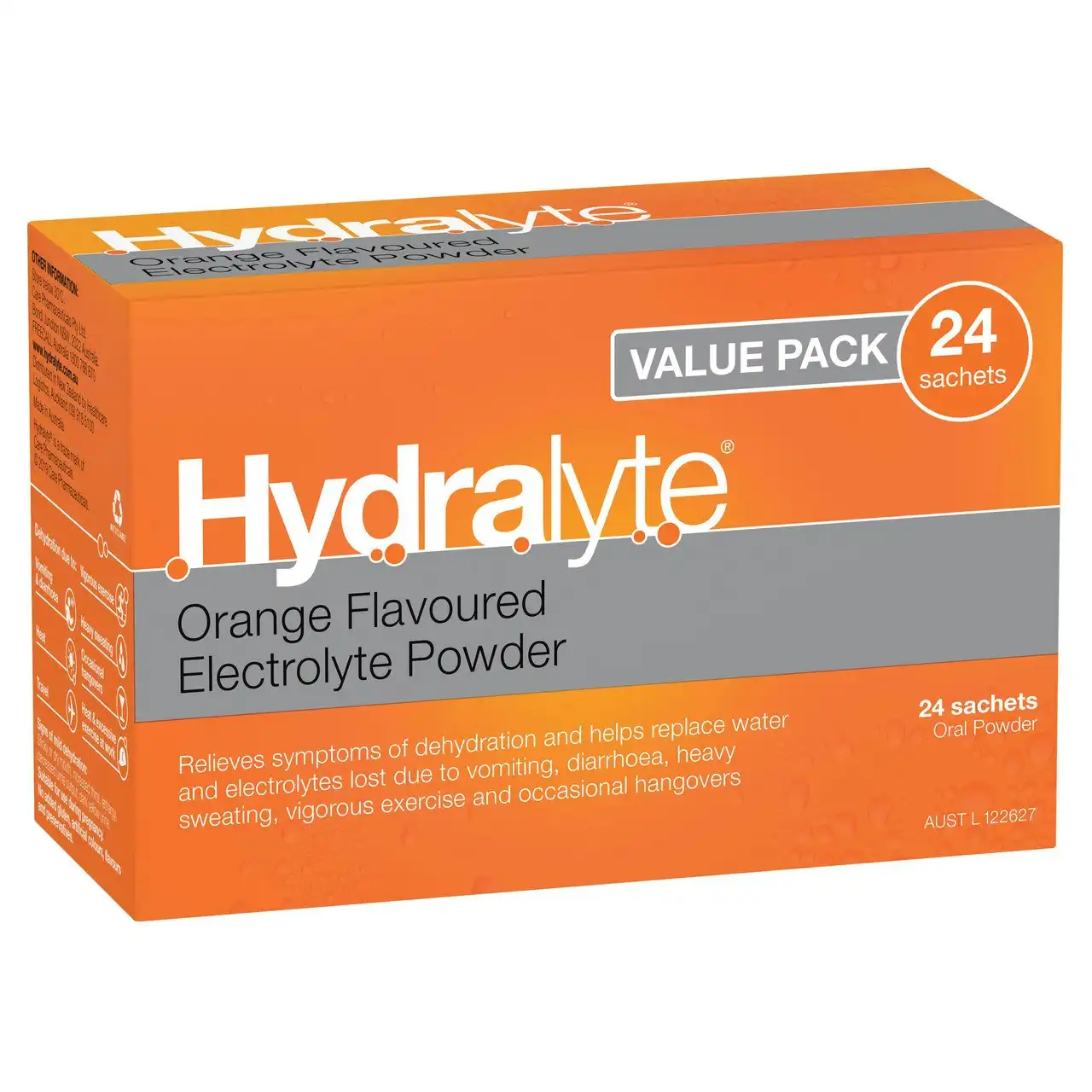 Hydralyte Electrolyte Powder Orange Flavoured 24 pack